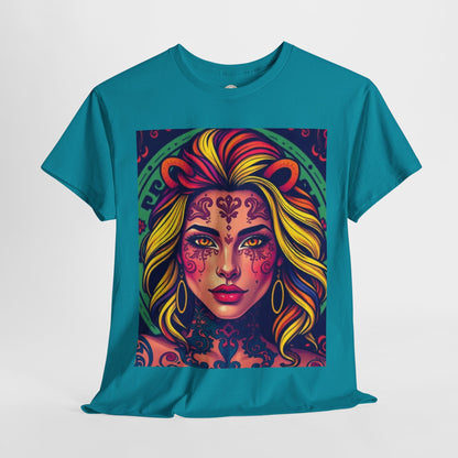 Unisex Heavy Cotton T-Shirt, Leo, Zodiac v1, Sexy Art