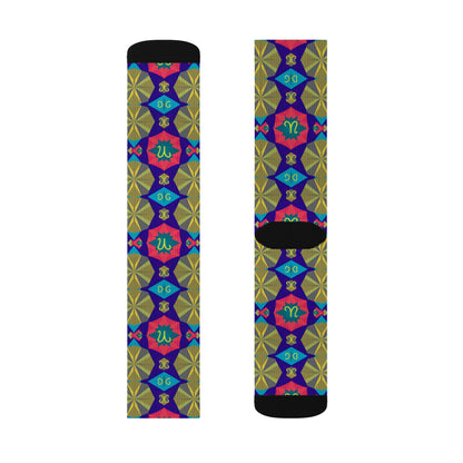 Sublimation Socks, Aquarius, Zodiac v1, Shapes Pattern
