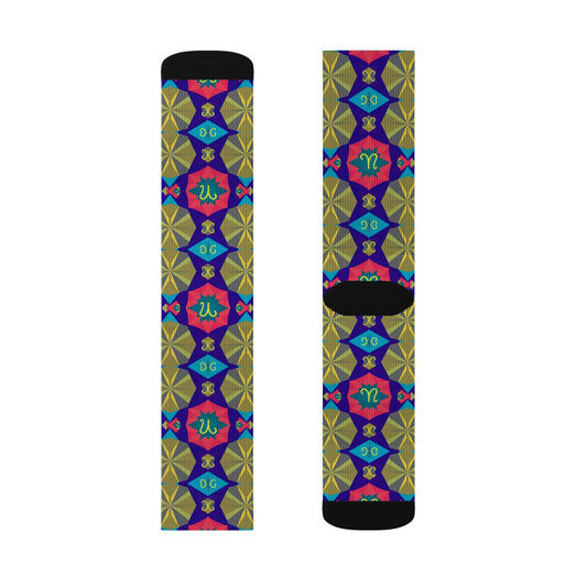 Sublimation Socks, Aquarius, Zodiac v1, Shapes Pattern