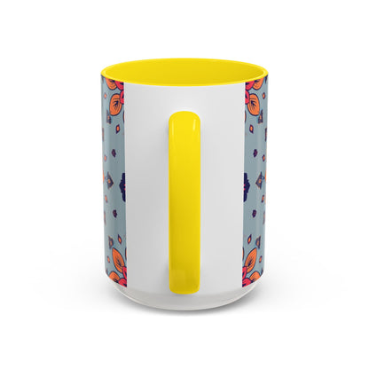 Accent Coffee Mug, Sagittarius, Zodiac v3. Flower Pattern, (11, 15oz)