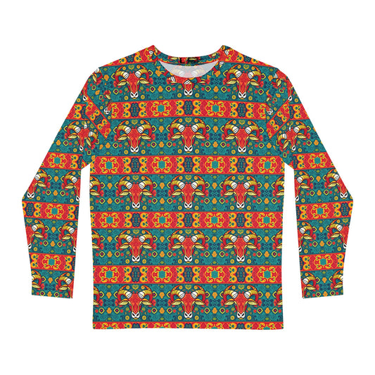 Men's Long Sleeve Shirt, (AOP), Taurus, Zodiac v4, Pattern