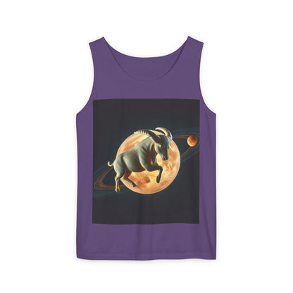 Unisex Garment-Dyed, Tank Top, Taurus Design, Planet Animal, 100% US cotton
