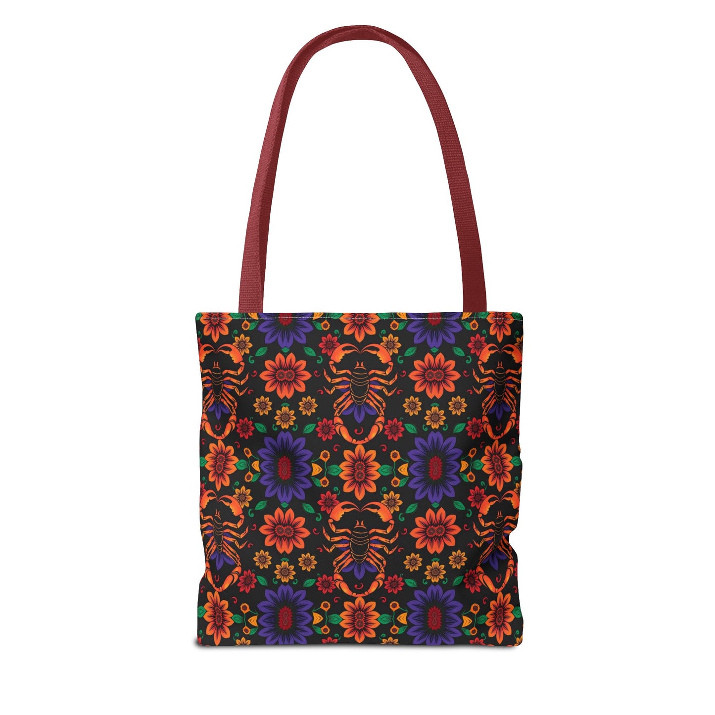 Tote Bag, (AOP), Scorpio, Zodiac v6, Flower Pattern