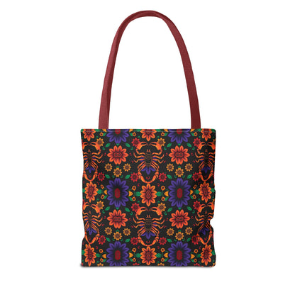 Tote Bag, (AOP), Scorpio, Zodiac v6, Flower Pattern
