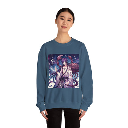 Unisex Heavy Blend™ Crewneck Sweatshirt, Scorpio Zodiac Design, purple scorpion anime