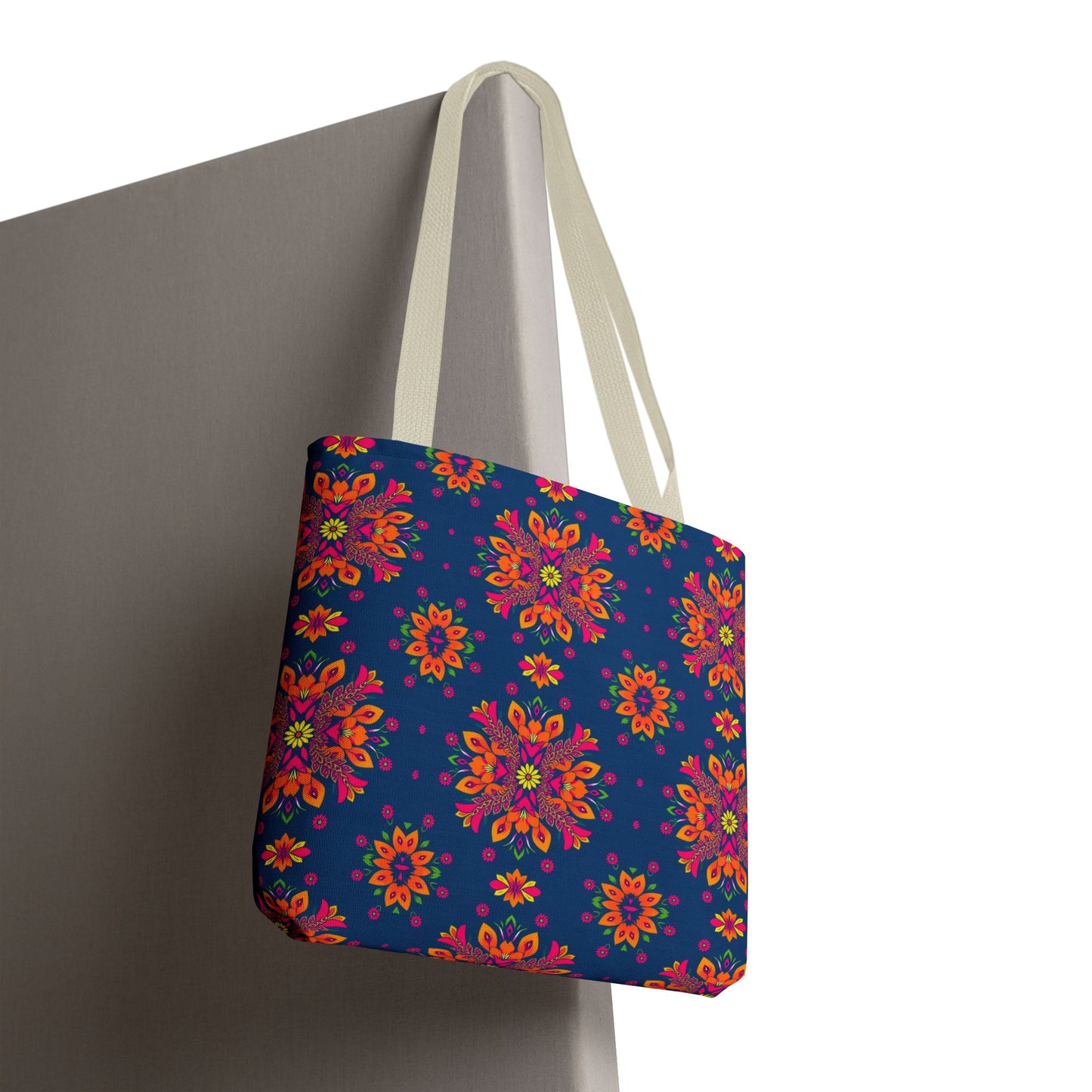 Tote Bag (AOP), Gemini, Zodiac v2, Flower Pattern