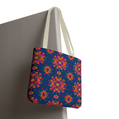 Tote Bag (AOP), Gemini, Zodiac v2, Flower Pattern
