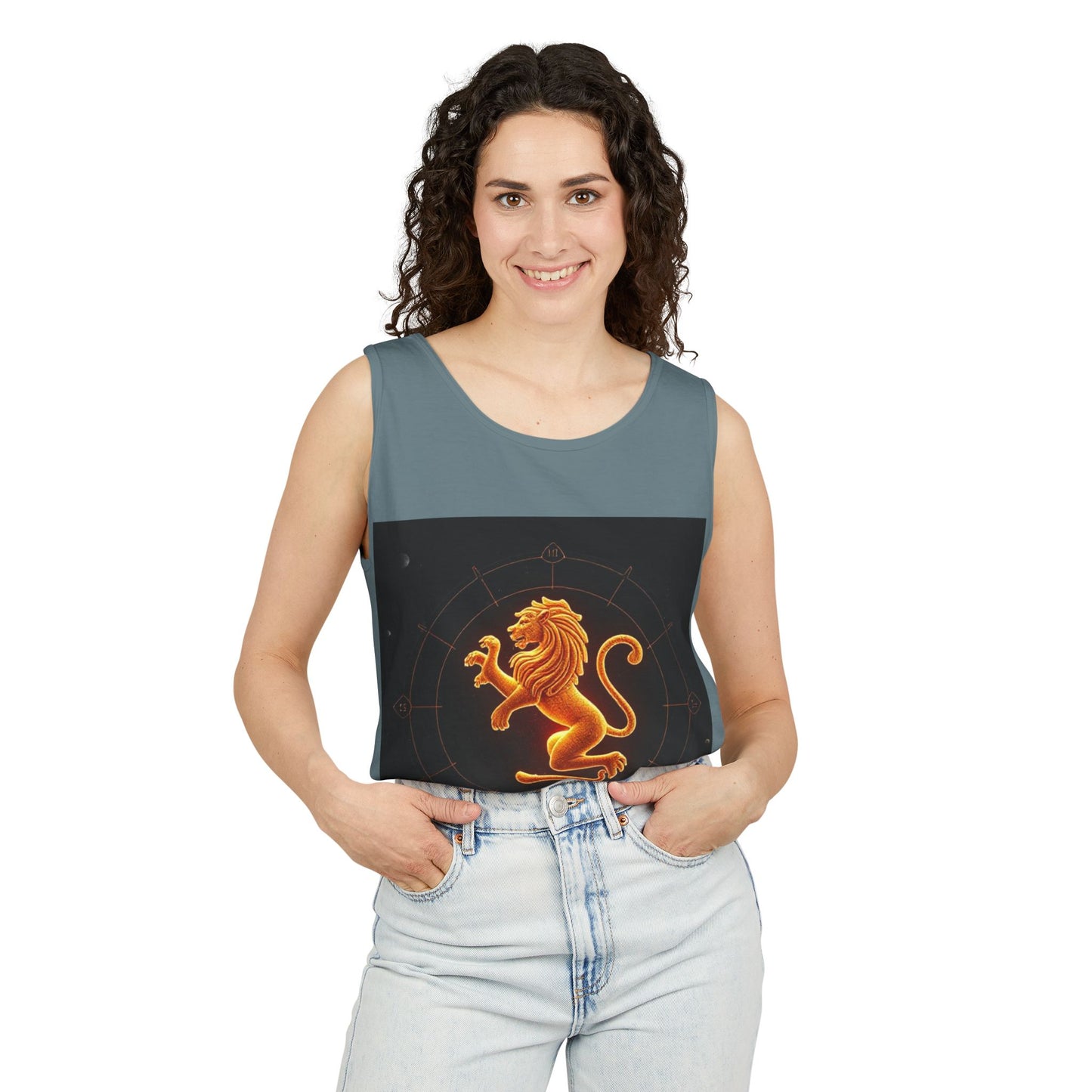 Unisex Garment-Dyed, Tank Top, Leo Design, Space Animal v1, 100% US cotton