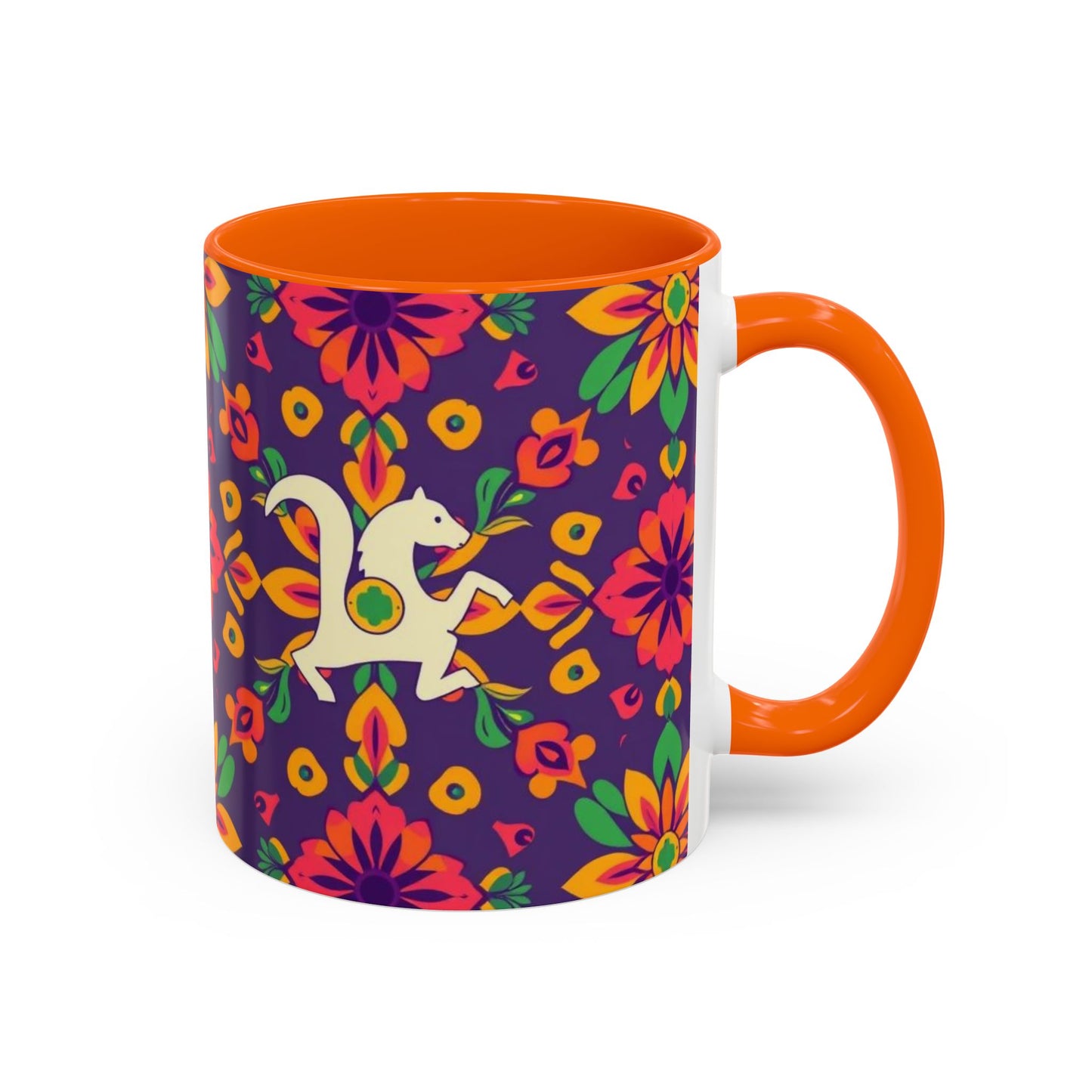 Accent Coffee Mug, Aquarius, Zodiac v2, Flower Pattern, (11, 15oz)