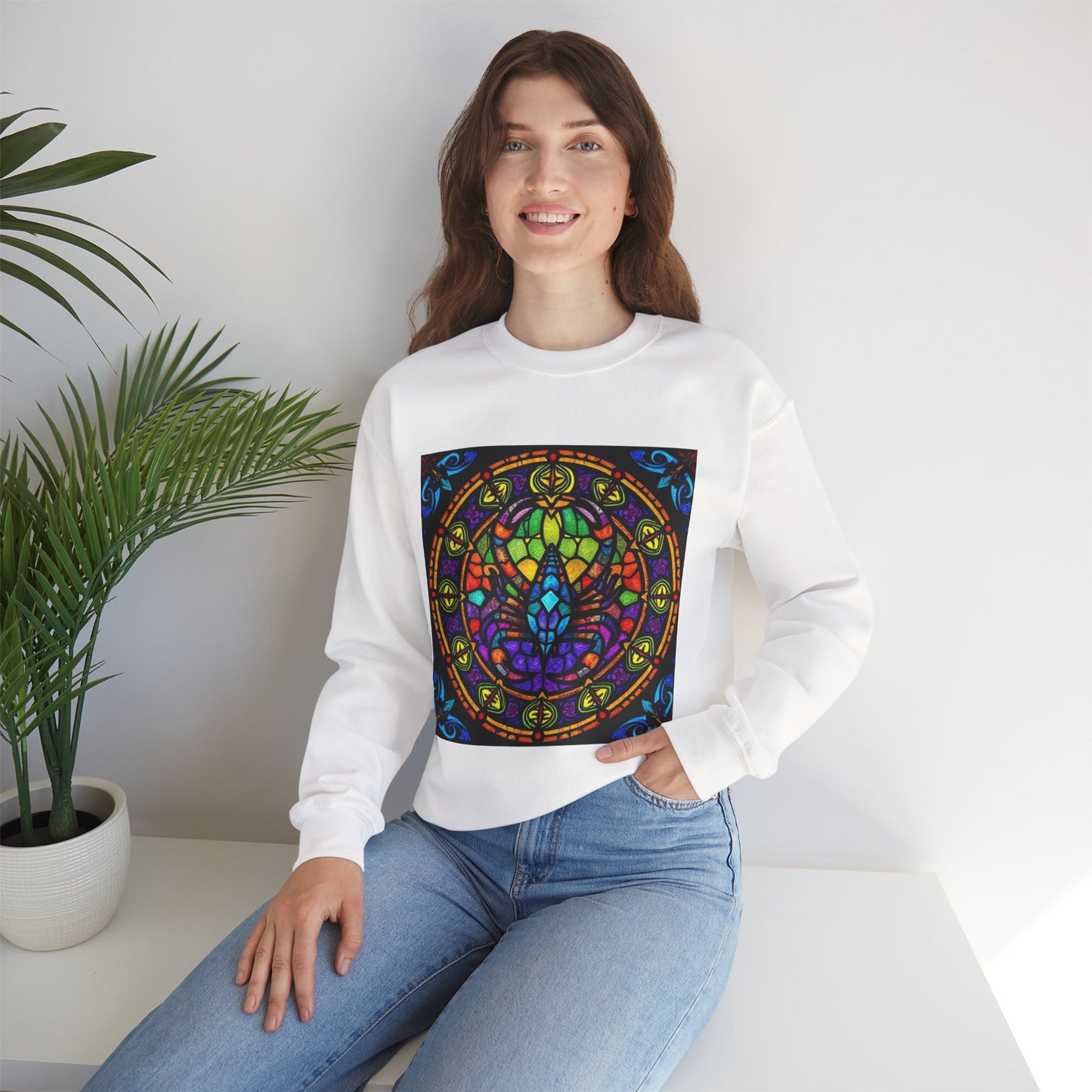 Unisex Heavy Blend™ Crewneck Sweatshirt, Glass 1, Scorpio Zodiac Design