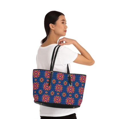 Leather Shoulder Bag, Gemini, Zodiac v1, Flower Pattern