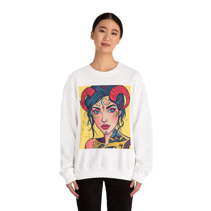 Unisex Heavy Blend™ Crewneck Sweatshirt, Aries, Zodiac v2, Sexy Pattern