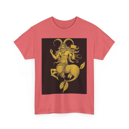 Unisex Heavy Cotton T-Shirt, Capricorn God, Zodiac Design