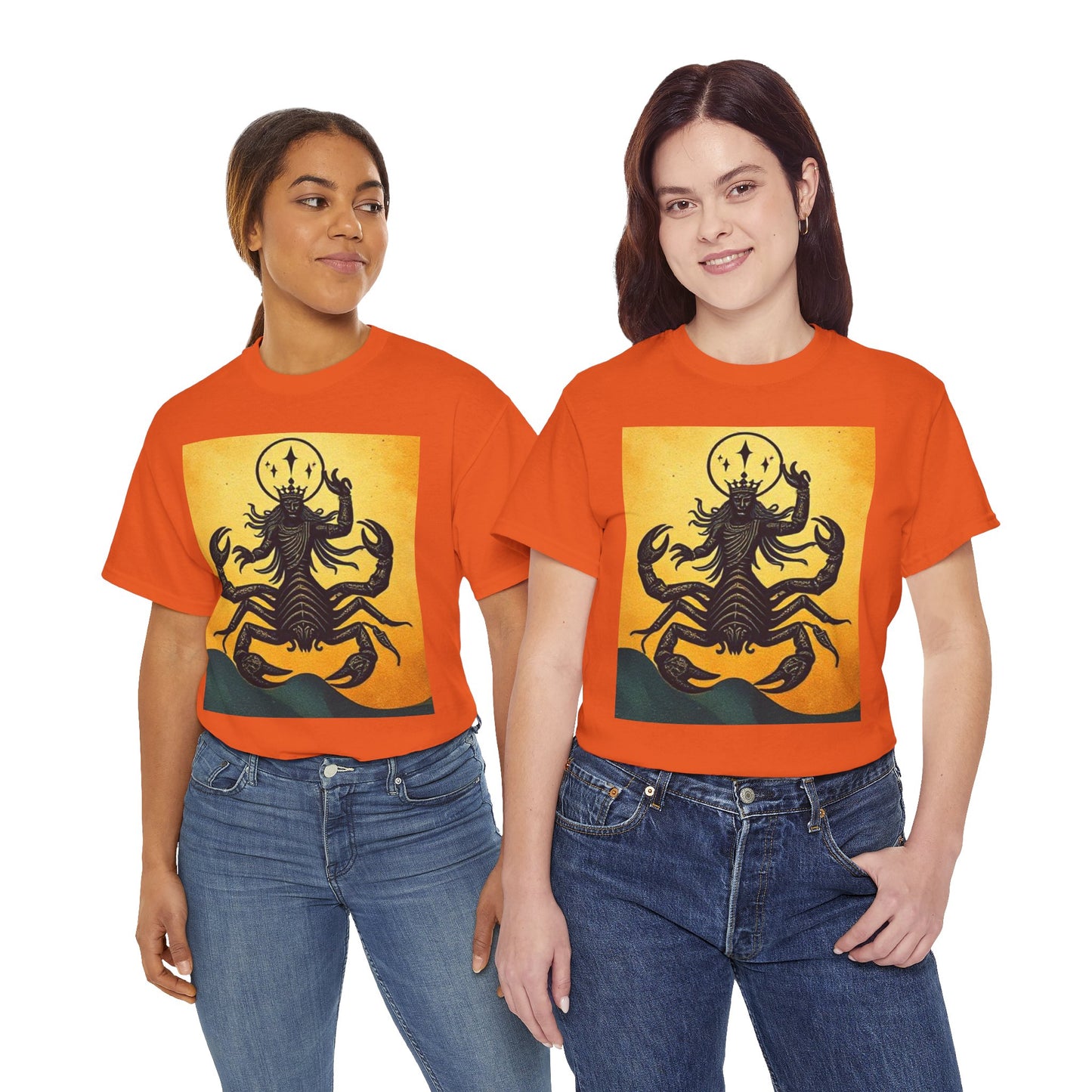 Unisex Heavy Cotton T-Shirt, Scorpion King, Print Art v1, Scorpio Zodiac Design