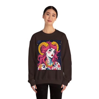 Unisex Heavy Blend™ Crewneck Sweatshirt, Aries, Zodiac, Sexy Pattern
