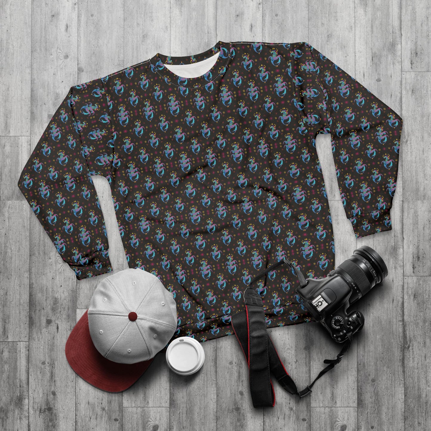 Unisex Sweatshirt (AOP), Aquarius, Zodiac v3, Jewel Pattern