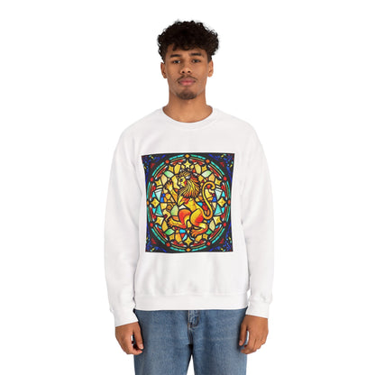 Unisex Heavy Blend™ Crewneck Sweatshirt, Glass 1, Leo Zodiac Design
