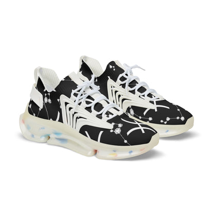 Men's Mesh Sneakers, Pisces Zodiac Sign, AOP, Black