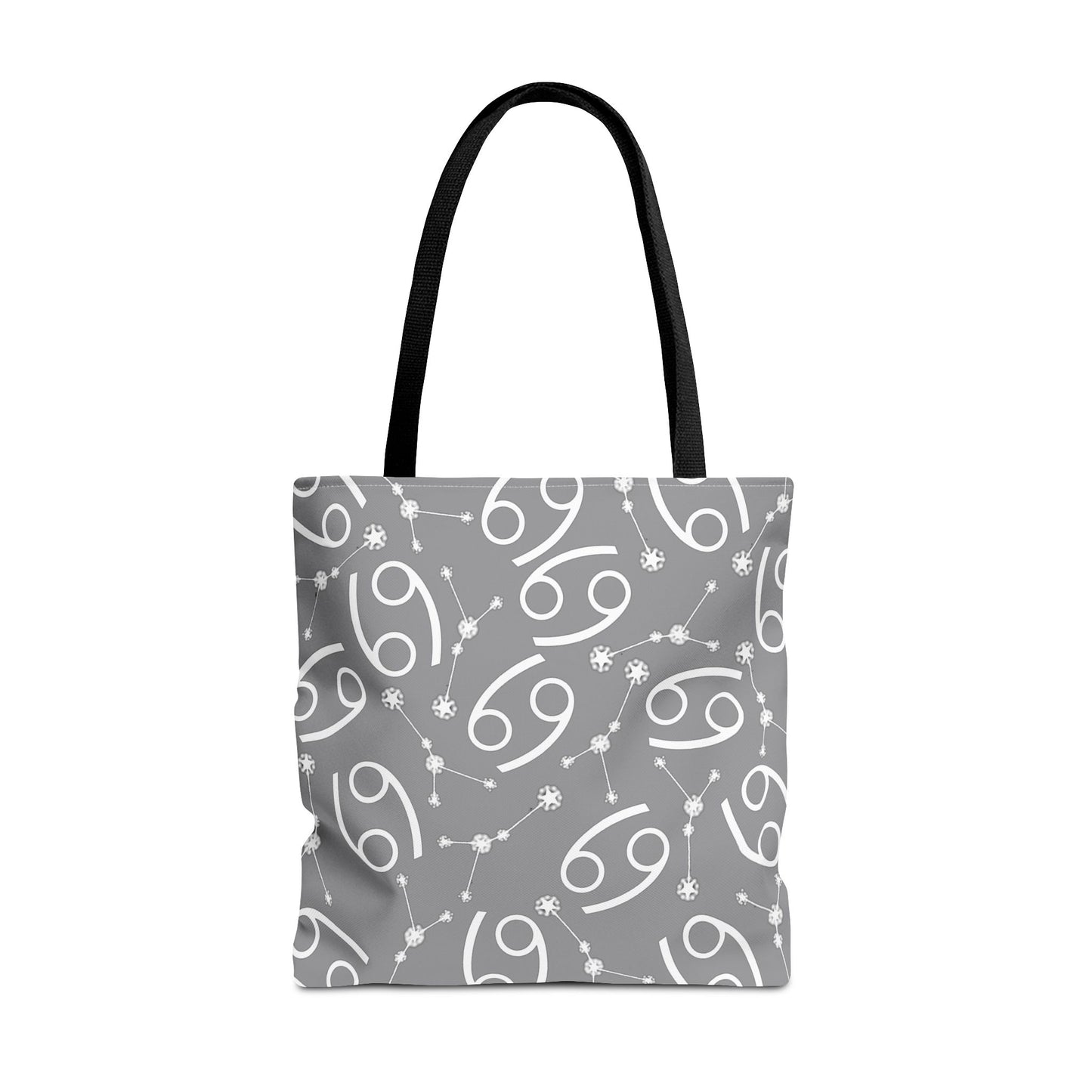 Tote Bag, Cancer Zodiac Sign, AOP, (Grey, White)