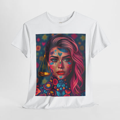 Unisex Heavy Cotton T-Shirt, Libra, Zodiac v2, Sexy Art