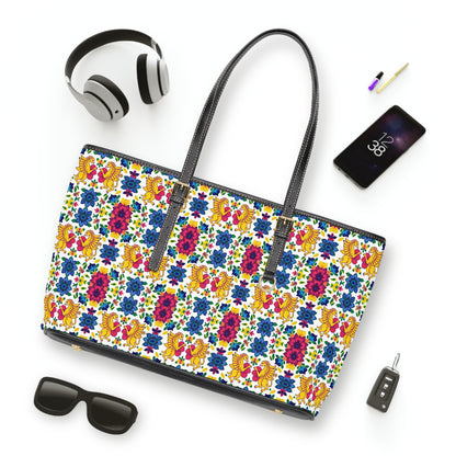 Leather Shoulder Bag, Gemini, Zodiac v2, Flower Pattern