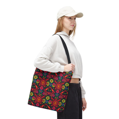 Tote Bag, (AOP), Cancer, Zodiac, Flower Pattern