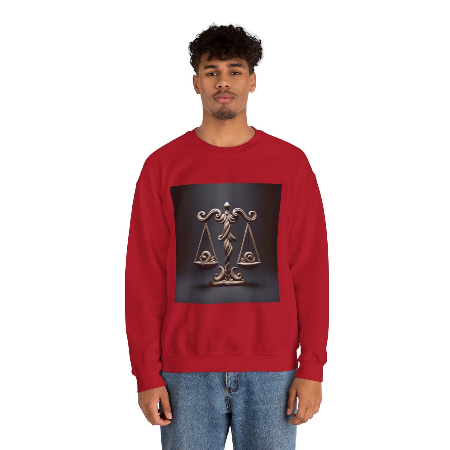 Unisex Heavy Blend™ Crewneck Sweatshirt, Brown Scale, Libra Zodiac Design