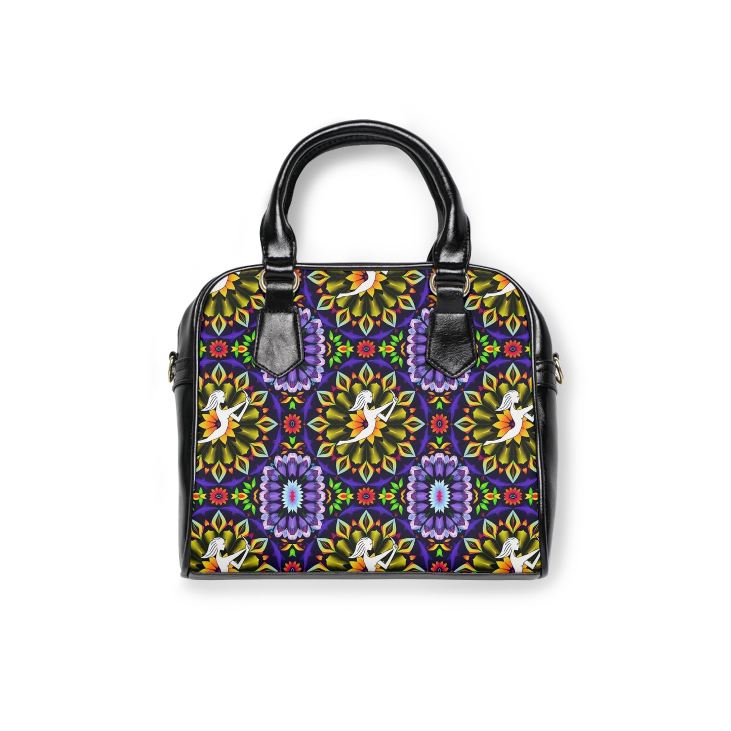 Shoulder Handbag, Sagittarius, Zodiac v2, Flower Pattern