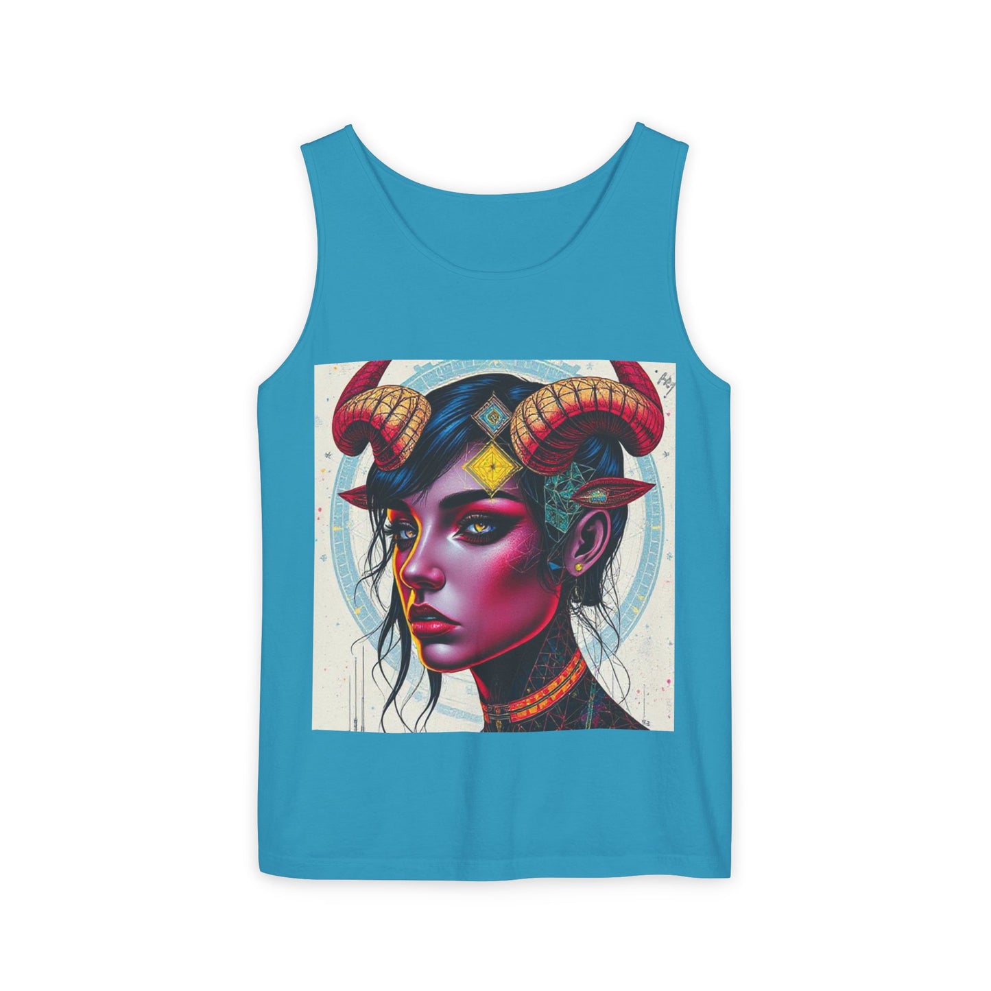 Unisex Garment-Dyed, Tank Top, Taurus Design, Pop Art v2, 100% US cotton