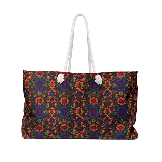 Weekender Bag, Scorpio, Zodiac, Flower Pattern