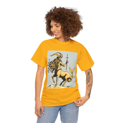 Unisex Heavy Cotton T-Shirt, Capricorn God v3, Zodiac Design