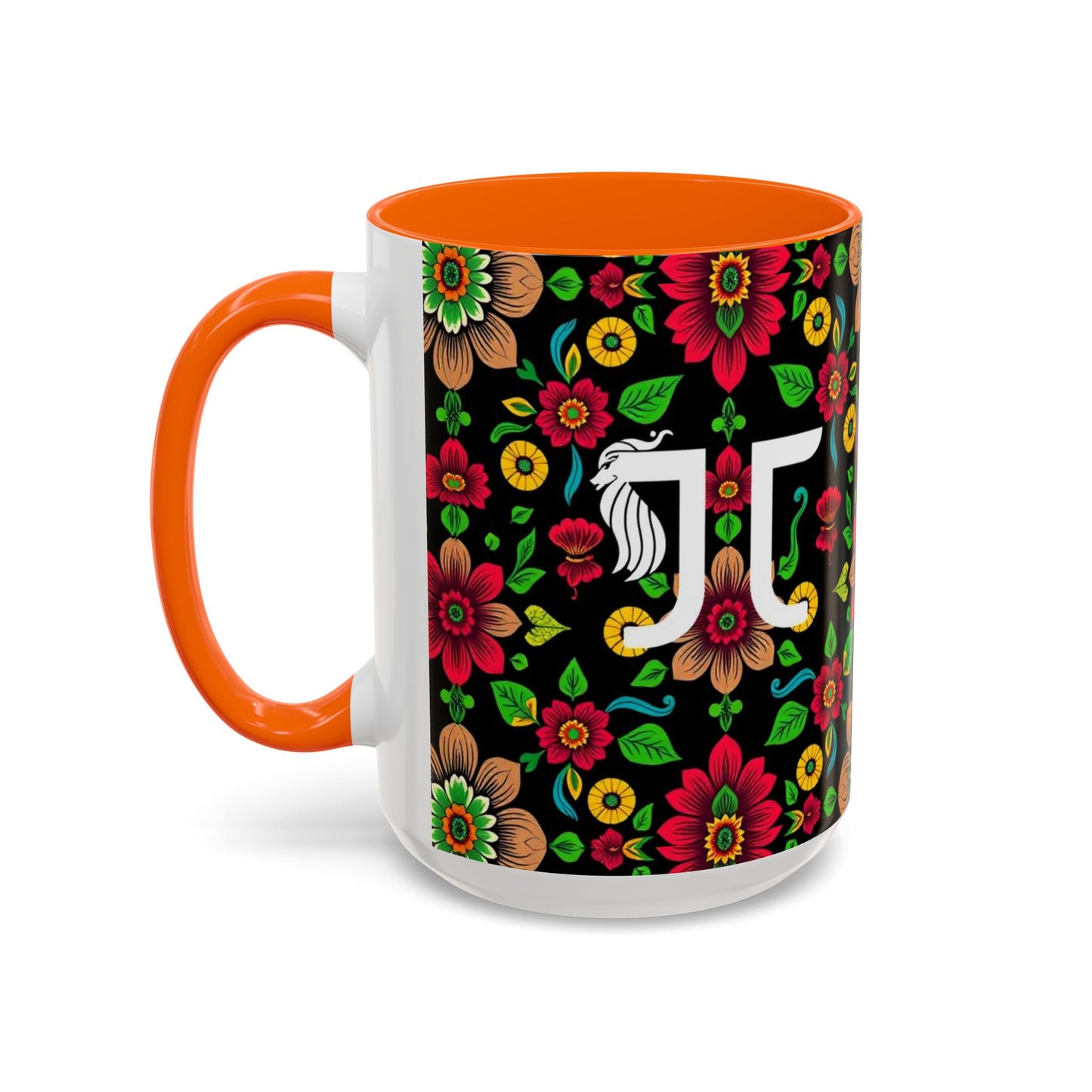 Accent Coffee Mug, Gemini, Zodiac v4, Flower Pattern, (11, 15oz)