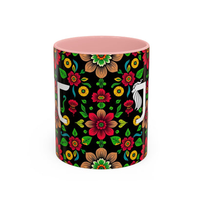 Accent Coffee Mug, Gemini, Zodiac v4, Flower Pattern, (11, 15oz)