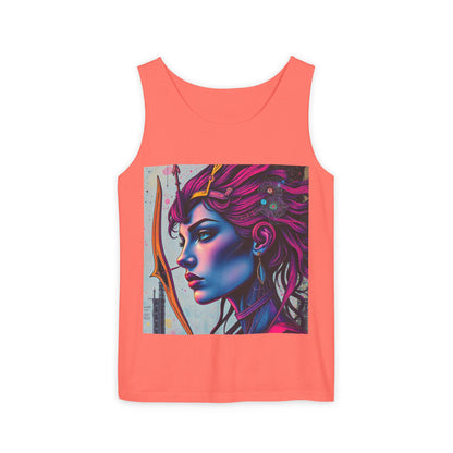 Unisex Garment-Dyed, Tank Top, Sagittarius Design, Pop Art, 100% US cotton