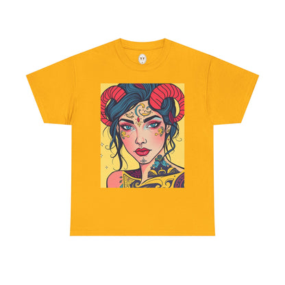 Unisex Heavy Cotton T-Shirt, Aries, Zodiac, Sexy Art