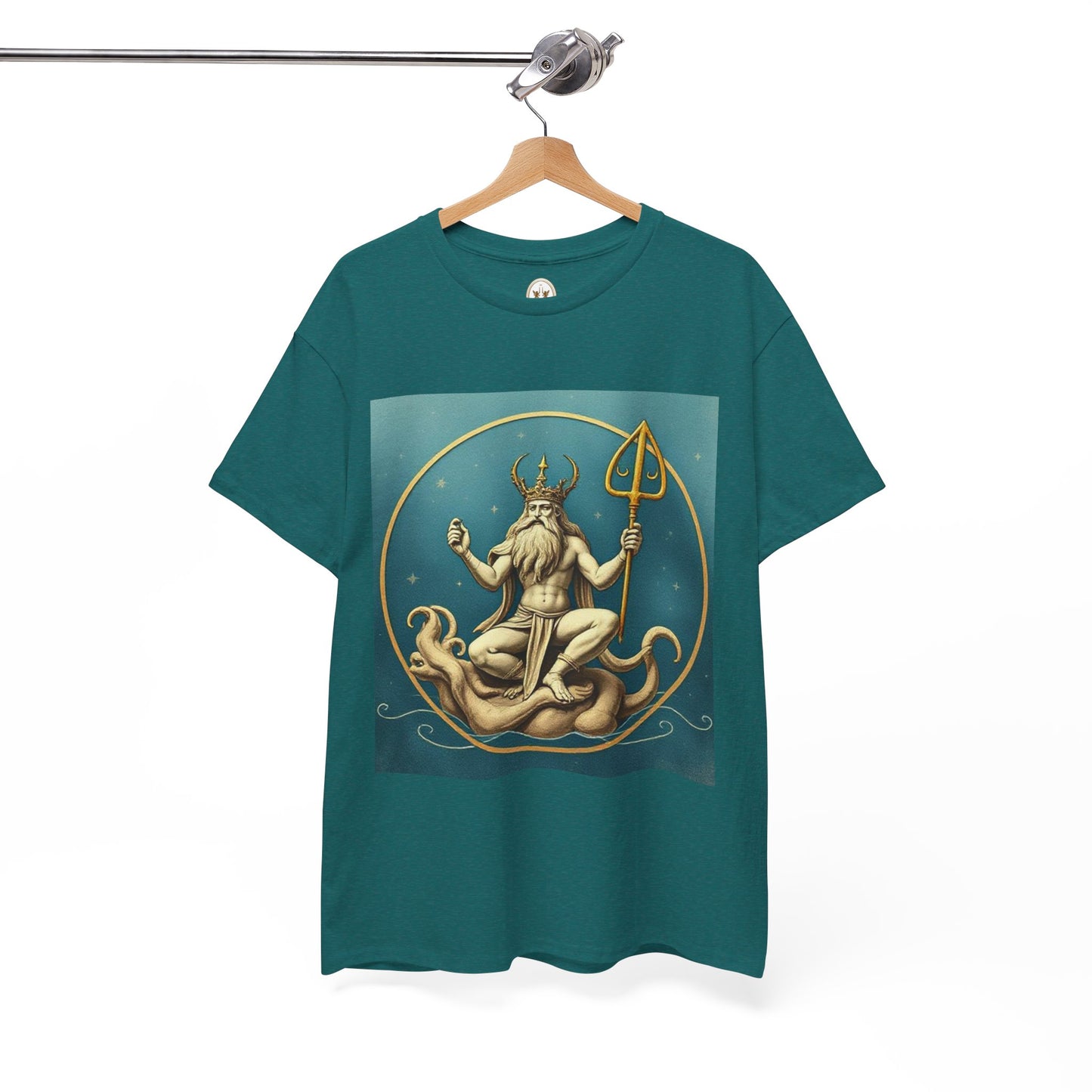Unisex Heavy Cotton T-Shirt, Aquarius God 3v, Zodiac Design