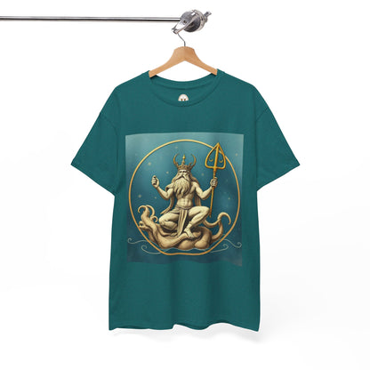 Unisex Heavy Cotton T-Shirt, Aquarius God 3v, Zodiac Design