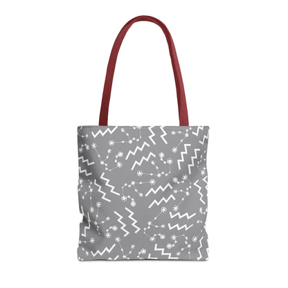 Tote Bag, Aquarius Zodiac Sign, AOP, (Grey, White)
