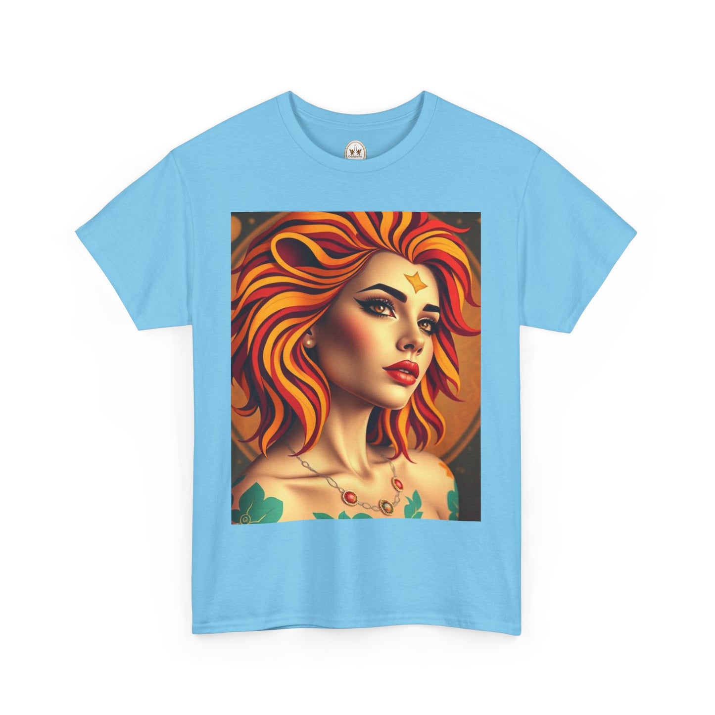 Unisex Heavy Cotton T-Shirt, Leo, Zodiac v3, Sexy Art