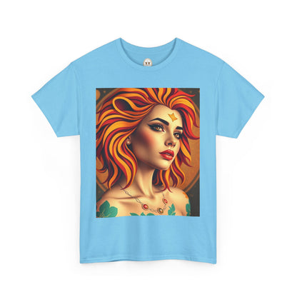 Unisex Heavy Cotton T-Shirt, Leo, Zodiac v3, Sexy Art