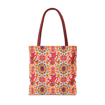 Tote Bag (AOP), Leo, Zodiac v2, Flower Pattern