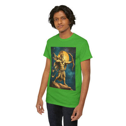 Unisex Heavy Cotton T-Shirt, Midnight Arrow v1, Sagittarius Zodiac Design