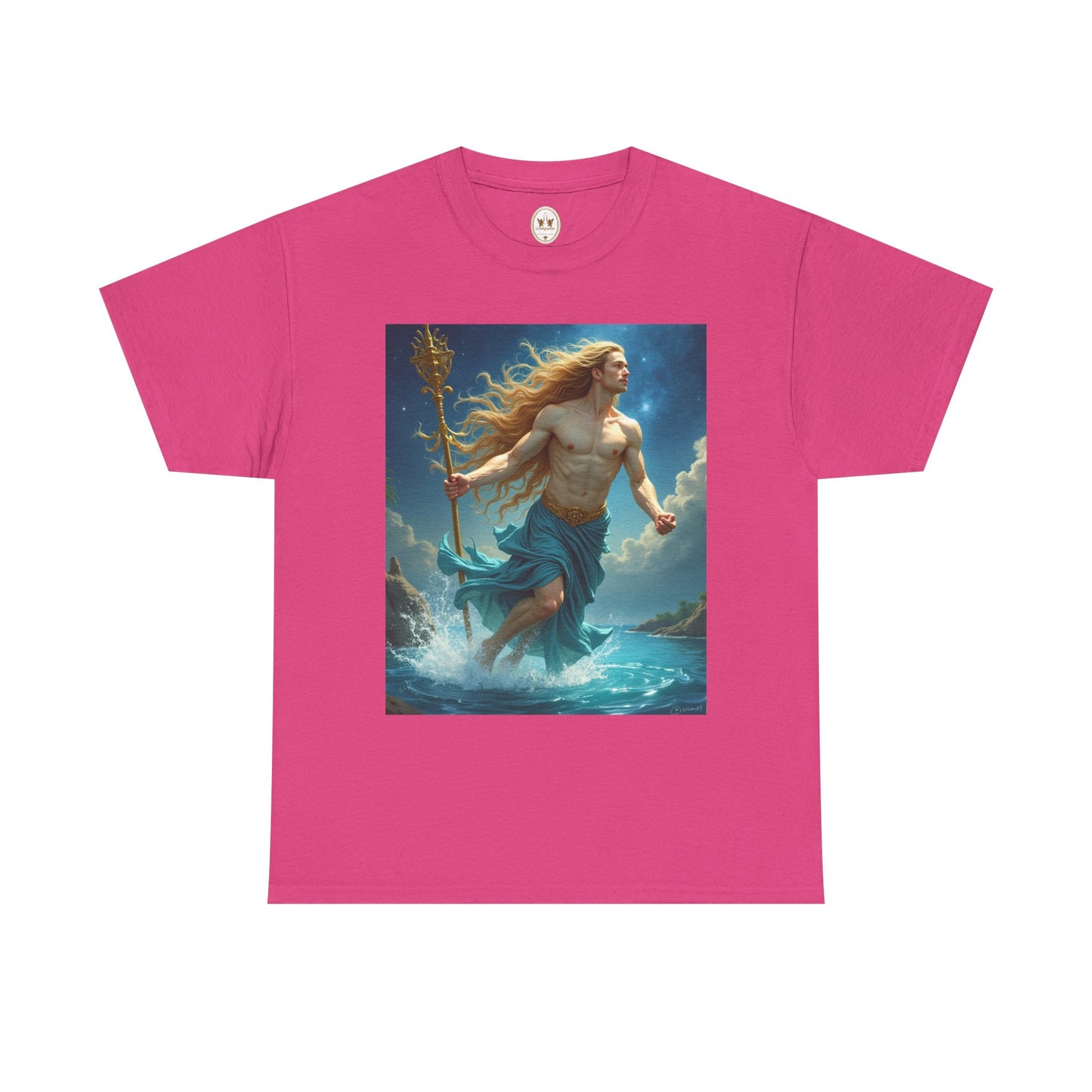 Unisex Heavy Cotton T-Shirt, Realistic, Aquarius Zodiac Design