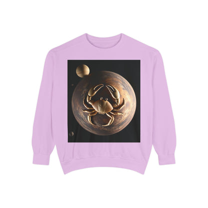 Garment-Dyed Sweatshirt, Unisex, Space Animal Design v1, Cancer