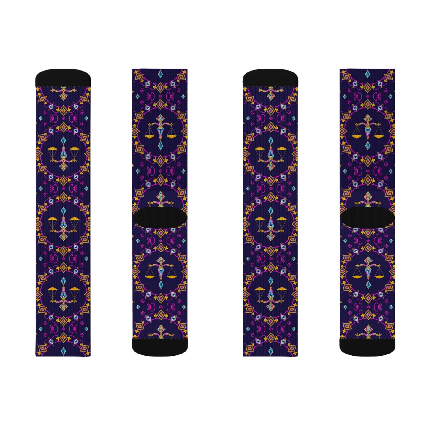 Sublimation Socks, Libra, Zodiac v4, Jewel Pattern