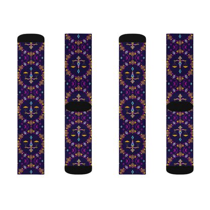 Sublimation Socks, Libra, Zodiac v4, Jewel Pattern