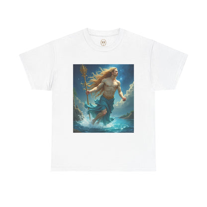 Unisex Heavy Cotton T-Shirt, Aquarius God 4v, Zodiac Design