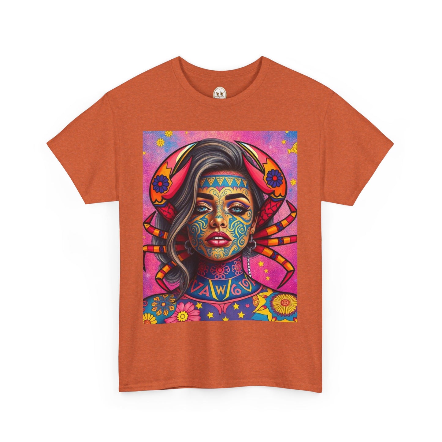 Unisex Heavy Cotton T-Shirt, Cancer, Zodiac v3, Sexy Art