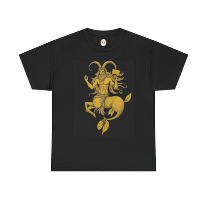 Unisex Heavy Cotton T-Shirt, Capricorn God, Zodiac Design