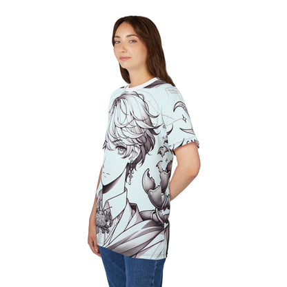 Unisex Cut & Sew T-Shirt (AOP), Anime Character, Cancer Zodiac Design, Regular fit, 100% Polyester